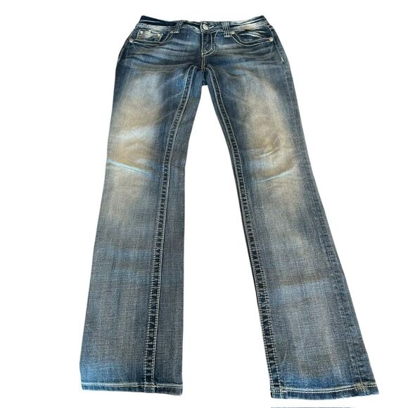 Miss Me Women’s Size 28x33 Straight Leg Jeans‎ Rhinestone Bling Pockets - Picture 2 of 10